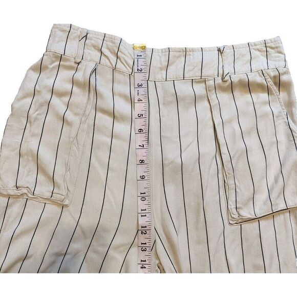 Luna Moon Pants Striped Wide Leg High Rise Cropped Pull On Elastic Back Size XL - Picture 6 of 11